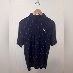 Under Armour Navy Blue Polo with Iconic Print